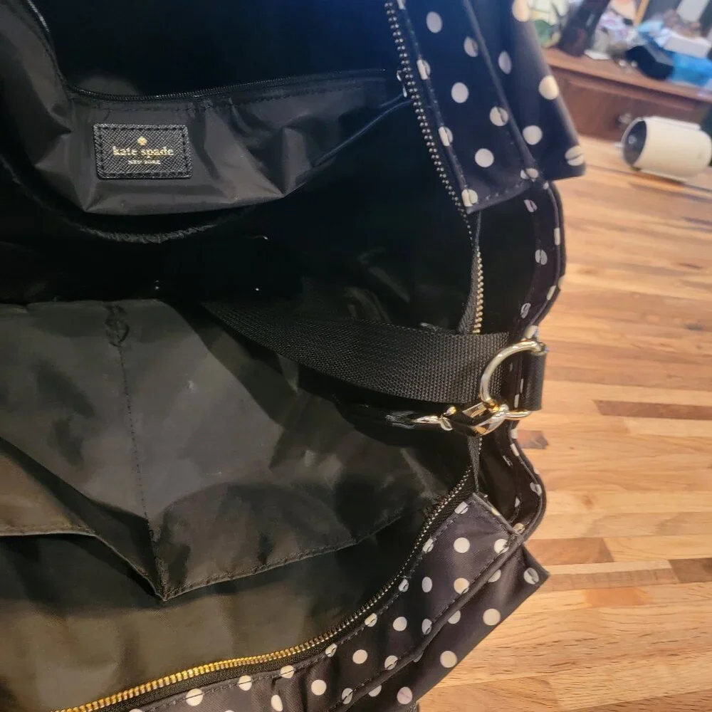 KATE SPADE Polka Dots Blue & White Nylon Adaira Baby Diaper Bag